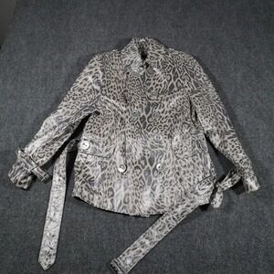 Lisa International Leopard Print Silver Jacket PM Petite‎ Medium Chic